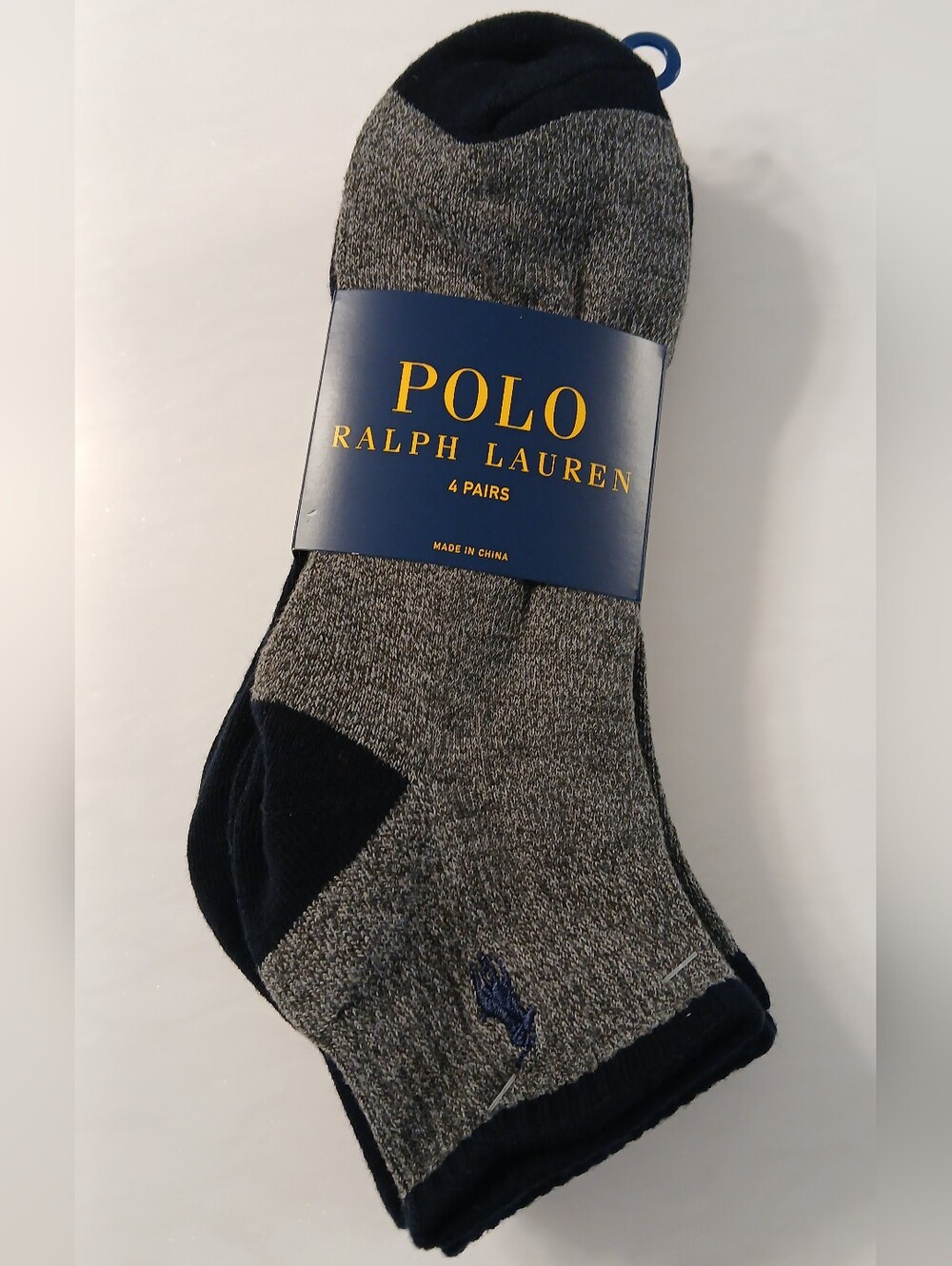Polo Ralph Lauren Ankle Socks – 4 Pair – Navy & Heather Gray – NWT